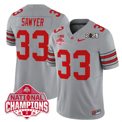 Men's Ohio State Buckeyes 'Heritage Stripe' 2025 CFP Patch - National Champions Jersey - All Stitched