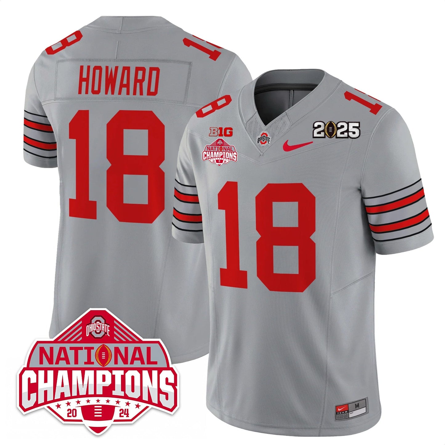 Men's Ohio State Buckeyes 'Heritage Stripe' 2025 CFP Patch - National Champions Jersey - All Stitched