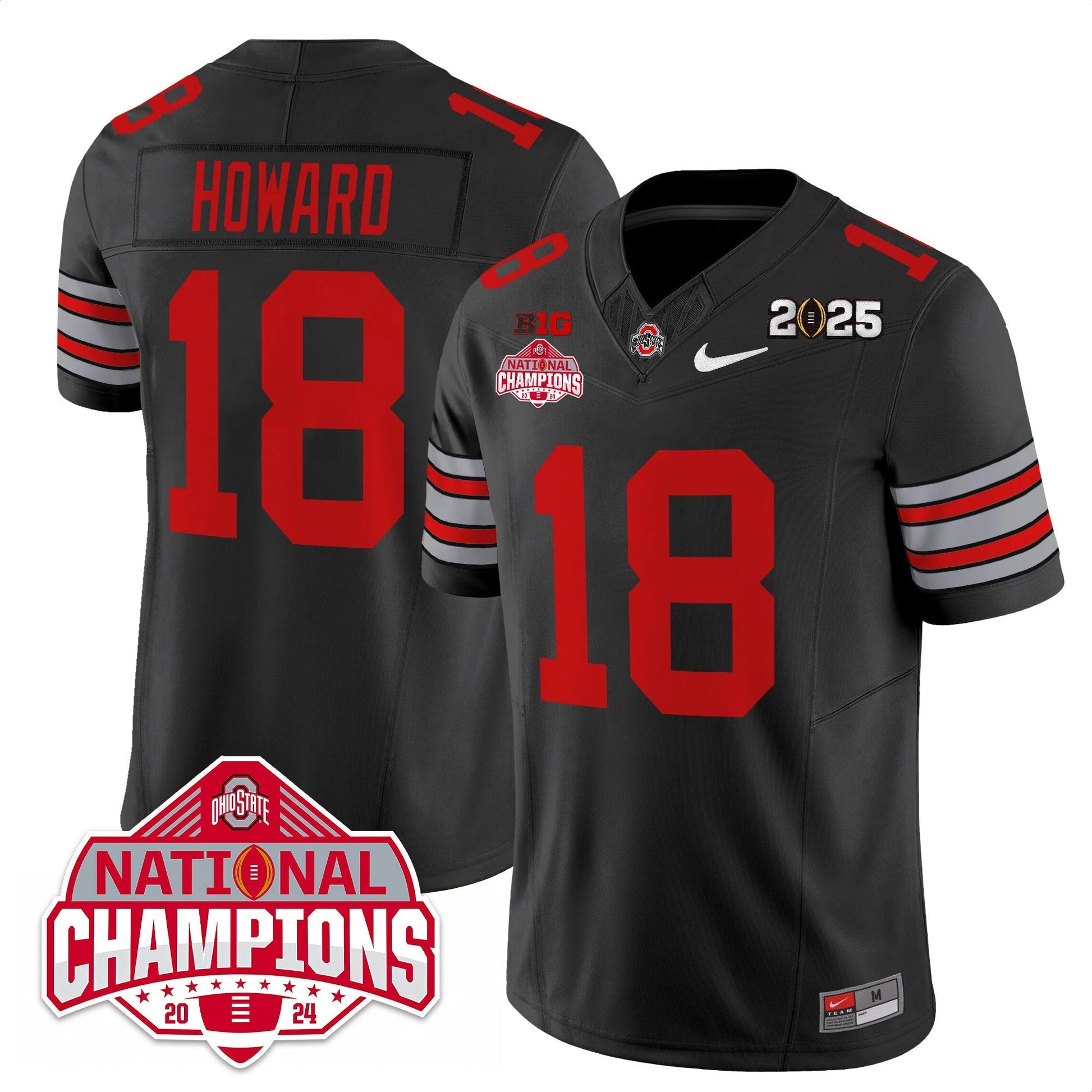 Men's Ohio State Buckeyes 'Heritage Stripe' 2025 CFP Patch - National Champions Jersey - All Stitched