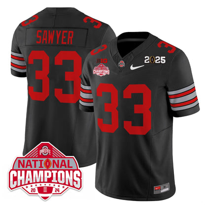 Men's Ohio State Buckeyes 'Heritage Stripe' 2025 CFP Patch - National Champions Jersey - All Stitched