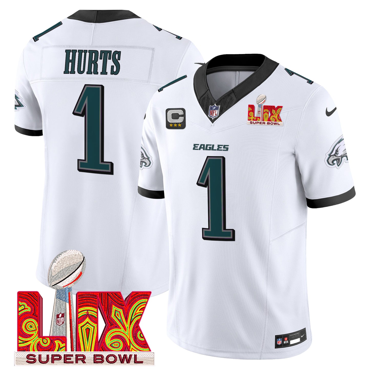 Philadelphia Eagles Super Bowl LIX Patch Vapor Limited Jersey - All Stitched