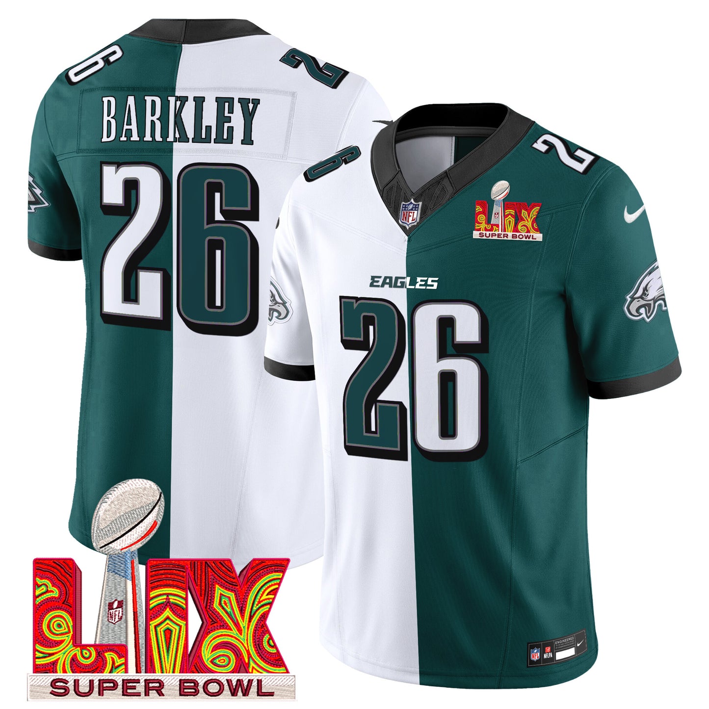 Philadelphia Eagles Super Bowl LIX Patch Vapor Limited Jersey - All Stitched