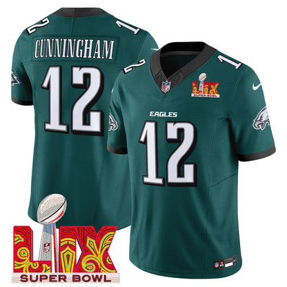 Philadelphia Eagles Super Bowl LIX Patch Vapor Limited Jersey - All Stitched