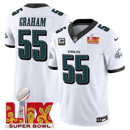 Philadelphia Eagles Super Bowl LIX Patch Vapor Limited Jersey - All Stitched