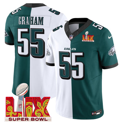 Philadelphia Eagles Super Bowl LIX Patch Vapor Limited Jersey - All Stitched