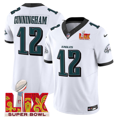 Philadelphia Eagles Super Bowl LIX Patch Vapor Limited Jersey - All Stitched