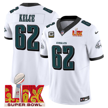 Philadelphia Eagles Super Bowl LIX Patch Vapor Limited Jersey - All Stitched