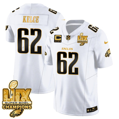 Men's Philadelphia Eagles Super Bowl LIX Champions Gold Vapor Limited Jersey - All Stitched