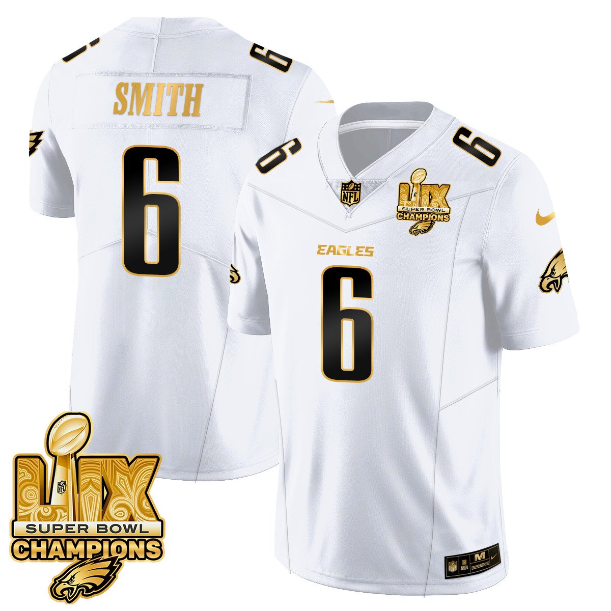 Men's Philadelphia Eagles Super Bowl LIX Champions Gold Vapor Limited Jersey - All Stitched