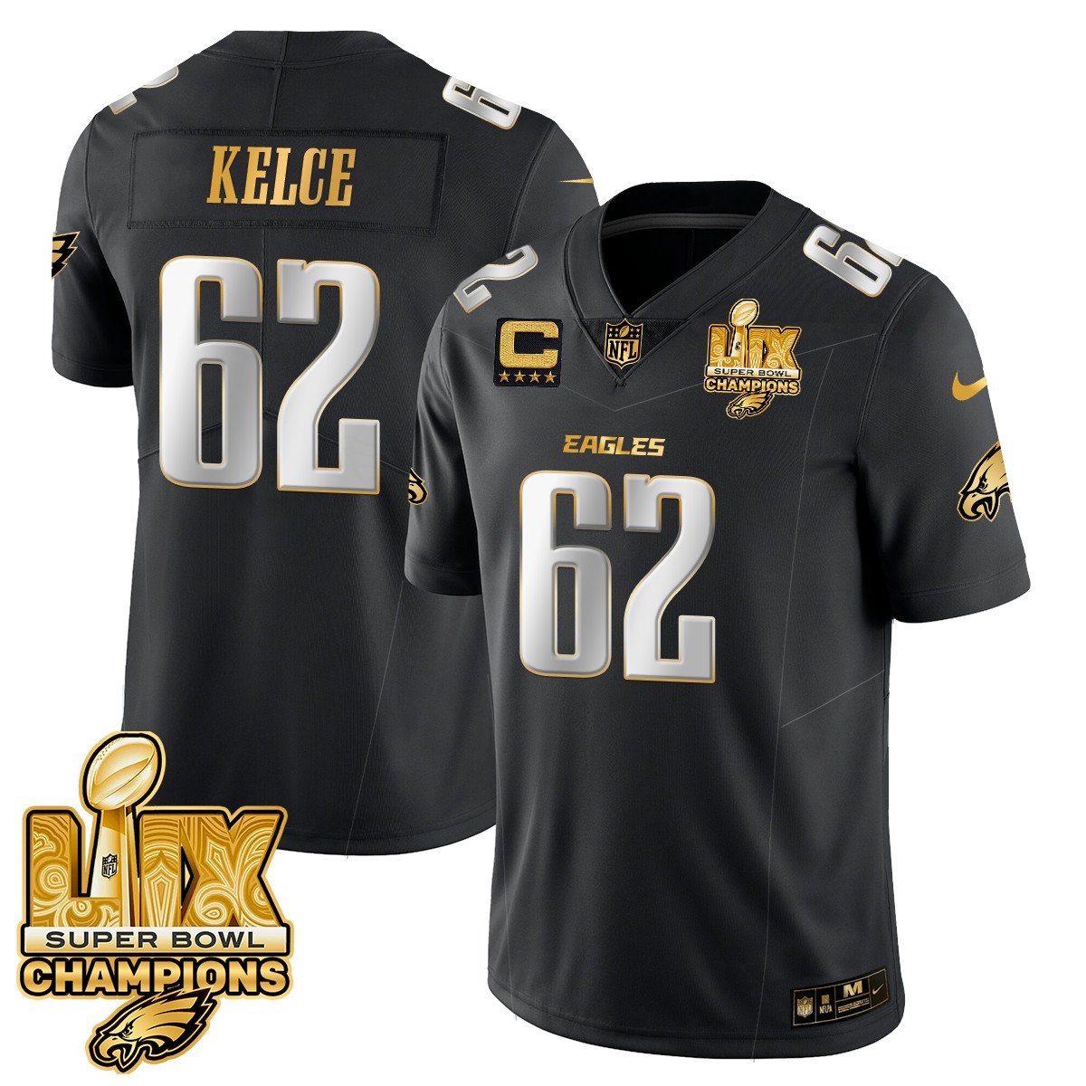 Men's Philadelphia Eagles Super Bowl LIX Champions Gold Vapor Limited Jersey - All Stitched