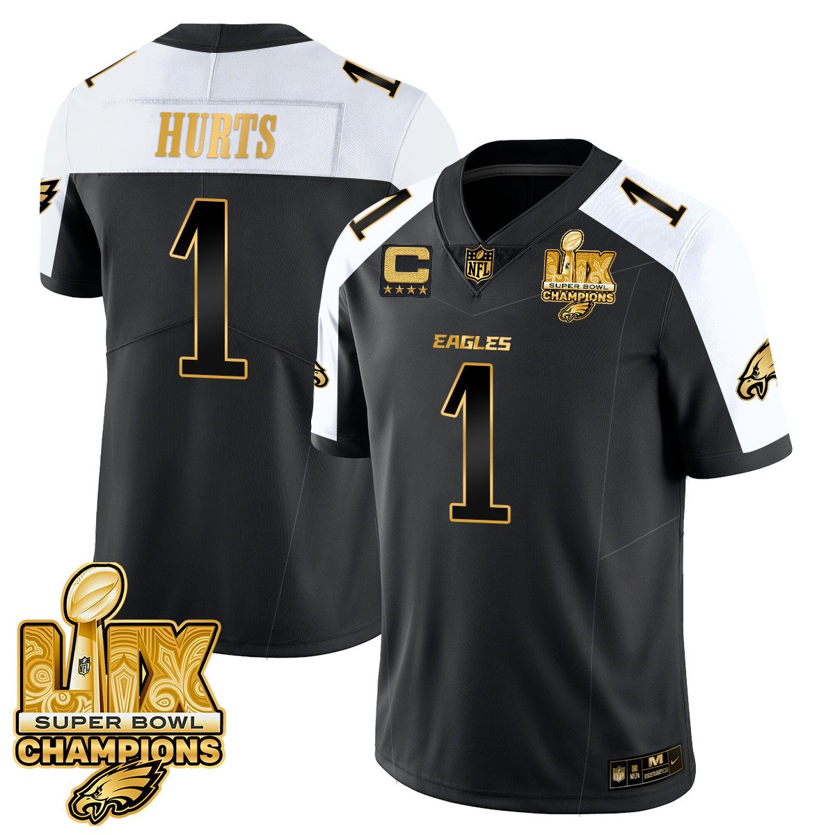 Men's Philadelphia Eagles Super Bowl LIX Champions Gold Vapor Limited Jersey - All Stitched