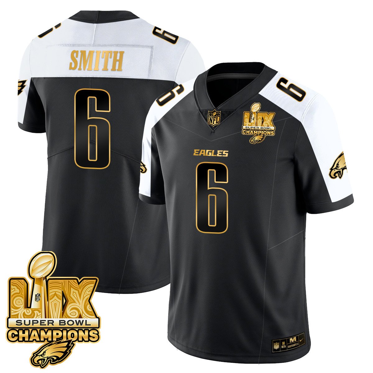 Men's Philadelphia Eagles Super Bowl LIX Champions Gold Vapor Limited Jersey - All Stitched