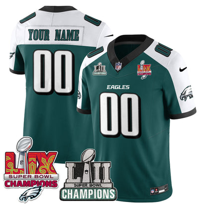 Custom Name/Gender Philadelphia Eagles LII-LIX Super Bowl Champions Vapor Limited Jersey - All Stitched