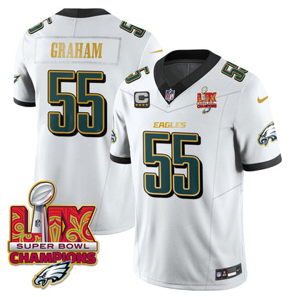 Men's Philadelphia Eagles Super Bowl LIX Champions Gold Trim Vapor Limited Jersey - All Stitched