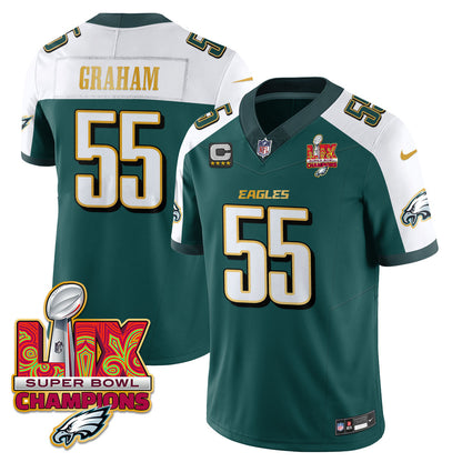 Men's Philadelphia Eagles Super Bowl LIX Champions Gold Trim Vapor Limited Jersey - All Stitched