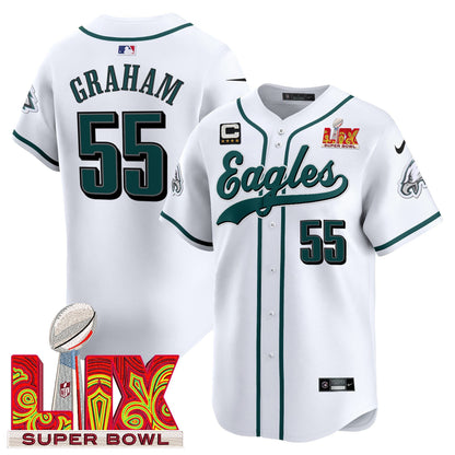 Philadelphia Eagles Midnight Green Super Bowl LIX Vapor Baseball Jersey - All Stitched