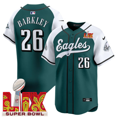 Philadelphia Eagles Midnight Green Super Bowl LIX Vapor Baseball Jersey - All Stitched