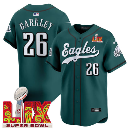 Philadelphia Eagles Midnight Green Super Bowl LIX Vapor Baseball Jersey - All Stitched