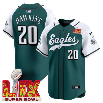 Philadelphia Eagles Midnight Green Super Bowl LIX Vapor Baseball Jersey - All Stitched