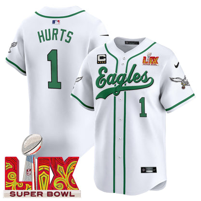 Philadelphia Eagles Midnight Green Super Bowl LIX Vapor Baseball Jersey - All Stitched