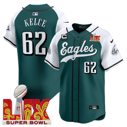 Philadelphia Eagles Midnight Green Super Bowl LIX Vapor Baseball Jersey - All Stitched