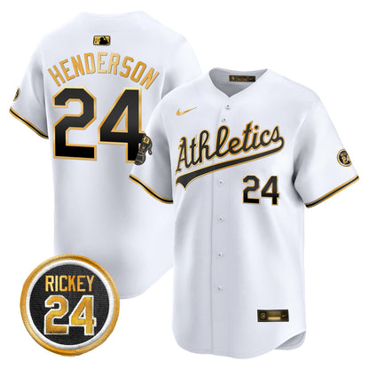 Oakland Athletics Rickey Henderson Patch Vapor Premier Limited Jersey - All Stitched