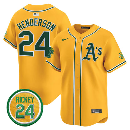 Oakland Athletics Rickey Henderson Patch Vapor Premier Limited Jersey - All Stitched