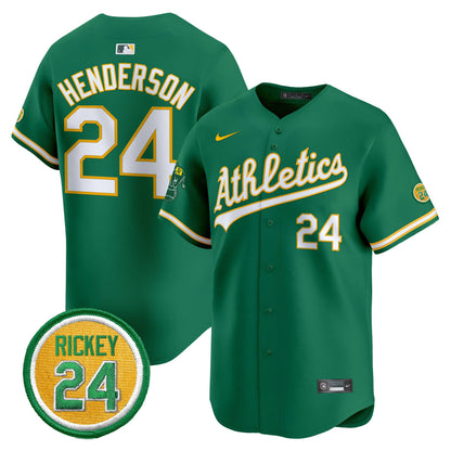 Oakland Athletics Rickey Henderson Patch Vapor Premier Limited Jersey - All Stitched