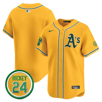 Oakland Athletics Rickey Henderson Patch Vapor Premier Limited Jersey - All Stitched