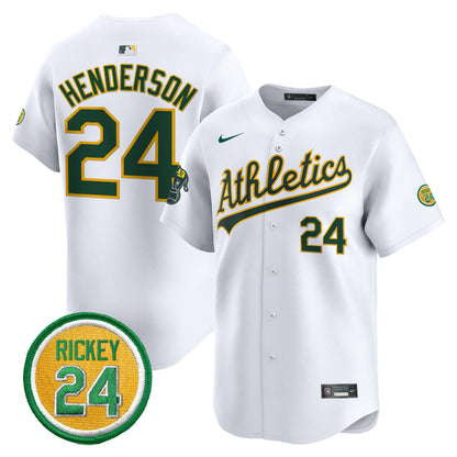 Oakland Athletics Rickey Henderson Patch Vapor Premier Limited Jersey - All Stitched