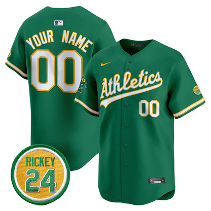 Oakland Athletics Rickey Henderson Patch Vapor Premier Limited Custom Jersey - All Stitched