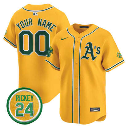 Oakland Athletics Rickey Henderson Patch Vapor Premier Limited Custom Jersey - All Stitched