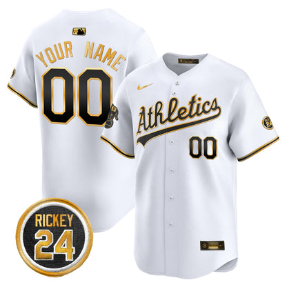 Oakland Athletics Rickey Henderson Patch Vapor Premier Limited Custom Jersey - All Stitched