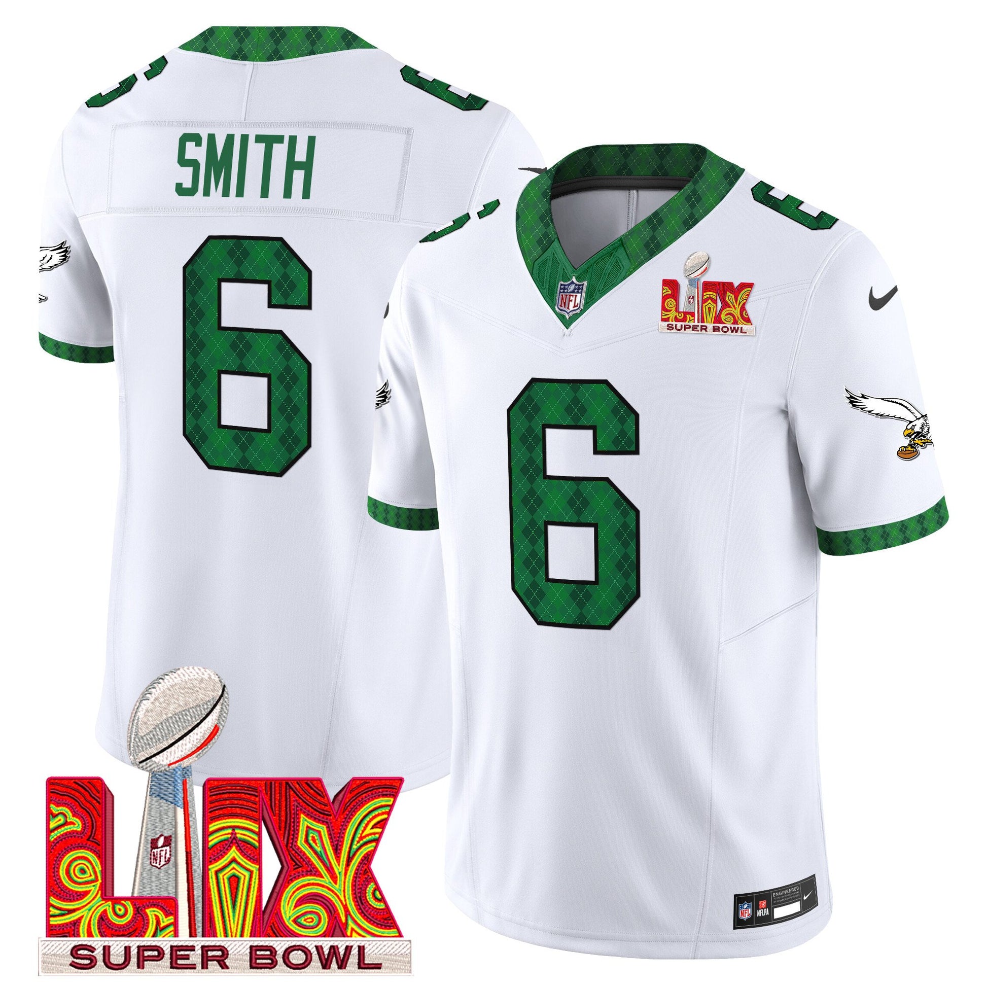 Men's Eagles Kelly Green St. Patrick's Day Super Bowl LIX Patch Vapor Limited Jersey - All Stitched