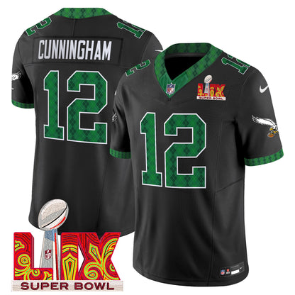 Men's Eagles Kelly Green St. Patrick's Day Super Bowl LIX Patch Vapor Limited Jersey - All Stitched