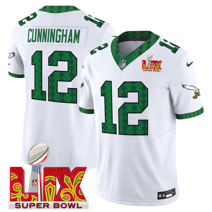 Men's Eagles Kelly Green St. Patrick's Day Super Bowl LIX Patch Vapor Limited Jersey - All Stitched