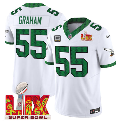 Men's Eagles Kelly Green St. Patrick's Day Super Bowl LIX Patch Vapor Limited Jersey - All Stitched