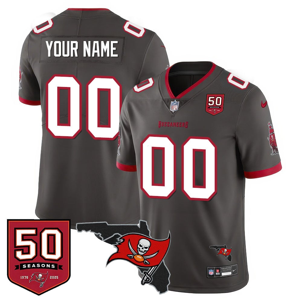 Custom Tampa Bay Buccaneers 50th Season Limited Jersey - All Stitched