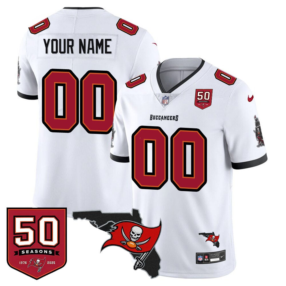 Custom Tampa Bay Buccaneers 50th Season Limited Jersey - All Stitched