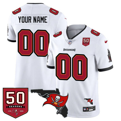 Custom Tampa Bay Buccaneers 50th Season Limited Jersey - All Stitched