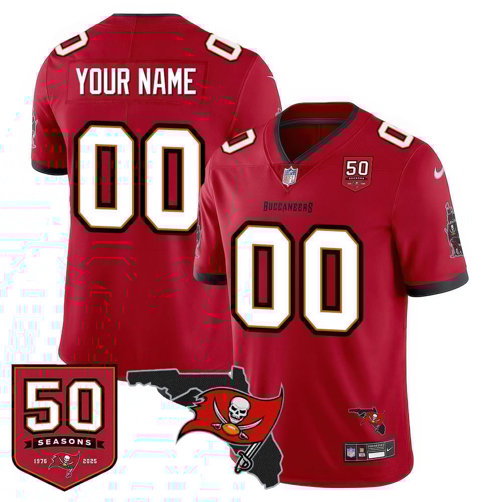Custom Tampa Bay Buccaneers 50th Season Limited Jersey - All Stitched