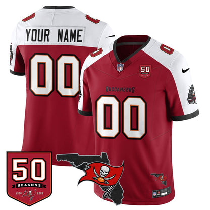 Custom Tampa Bay Buccaneers 50th Season Limited Jersey - All Stitched