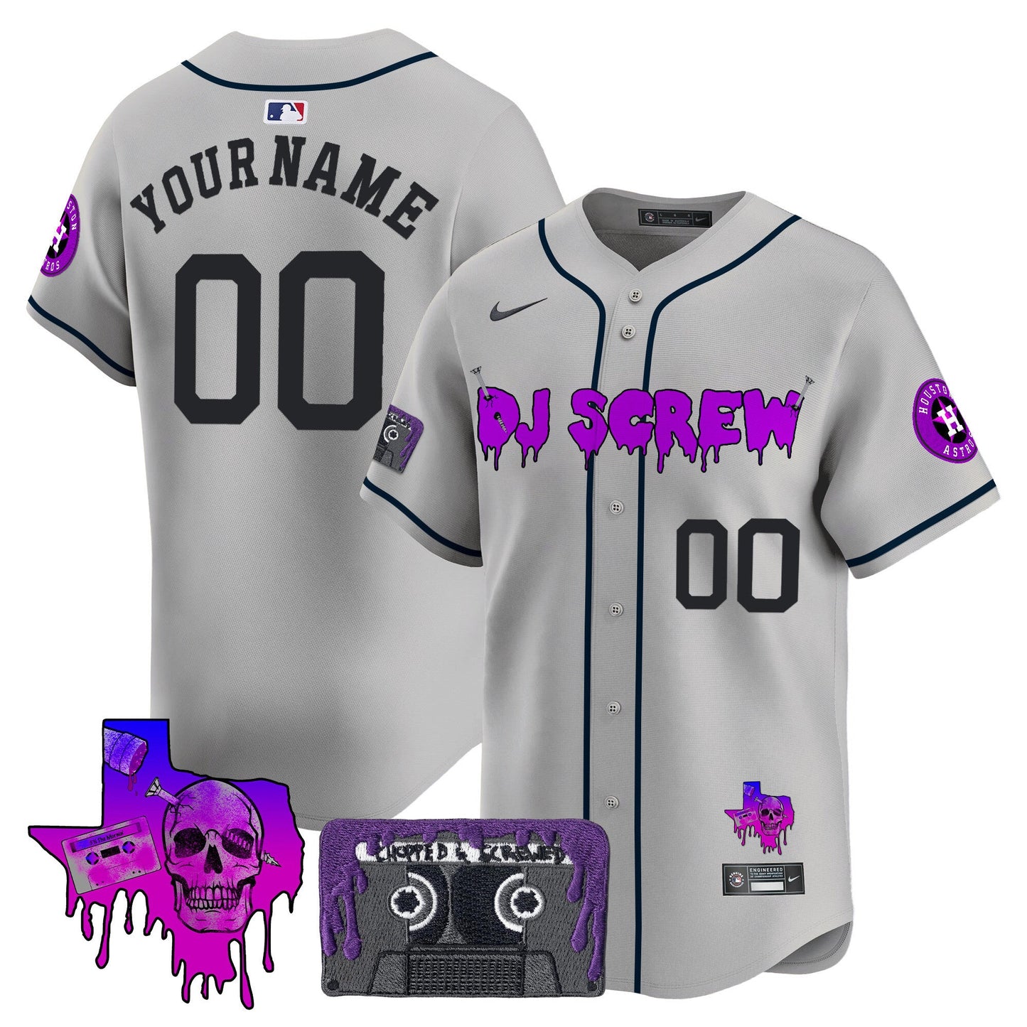 Houston Astros DJ Screw Patch Vapor Premier Limited Custom Jersey V2 - All Stitched
