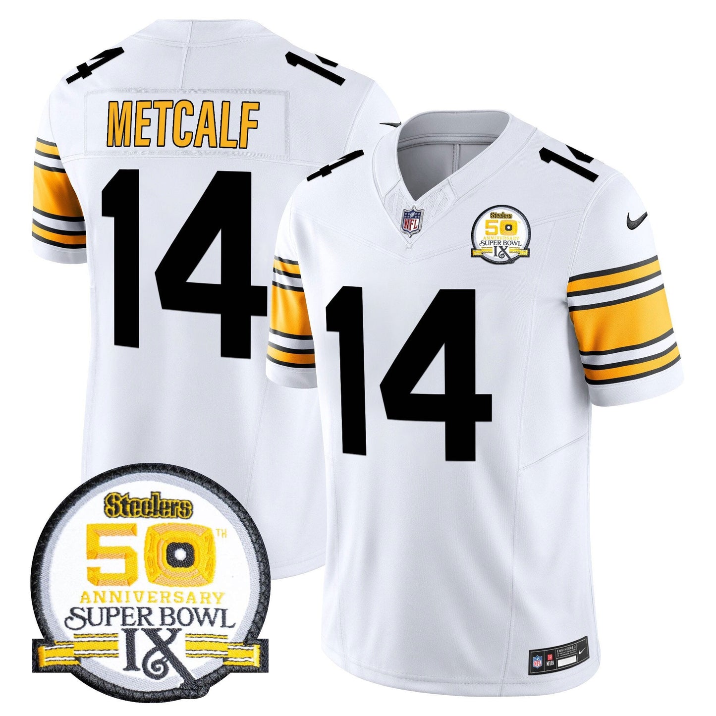 Men's Steelers 50th Anniversary Of Super Bowl IX Patch Vapor Limited Jersey - All Stitched
