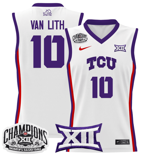Men's Size - TCU Horned Frogs 2025 BIG 12 Women's Conference Tournament Champions Lightweight Basketball Jersey - All Stitched
