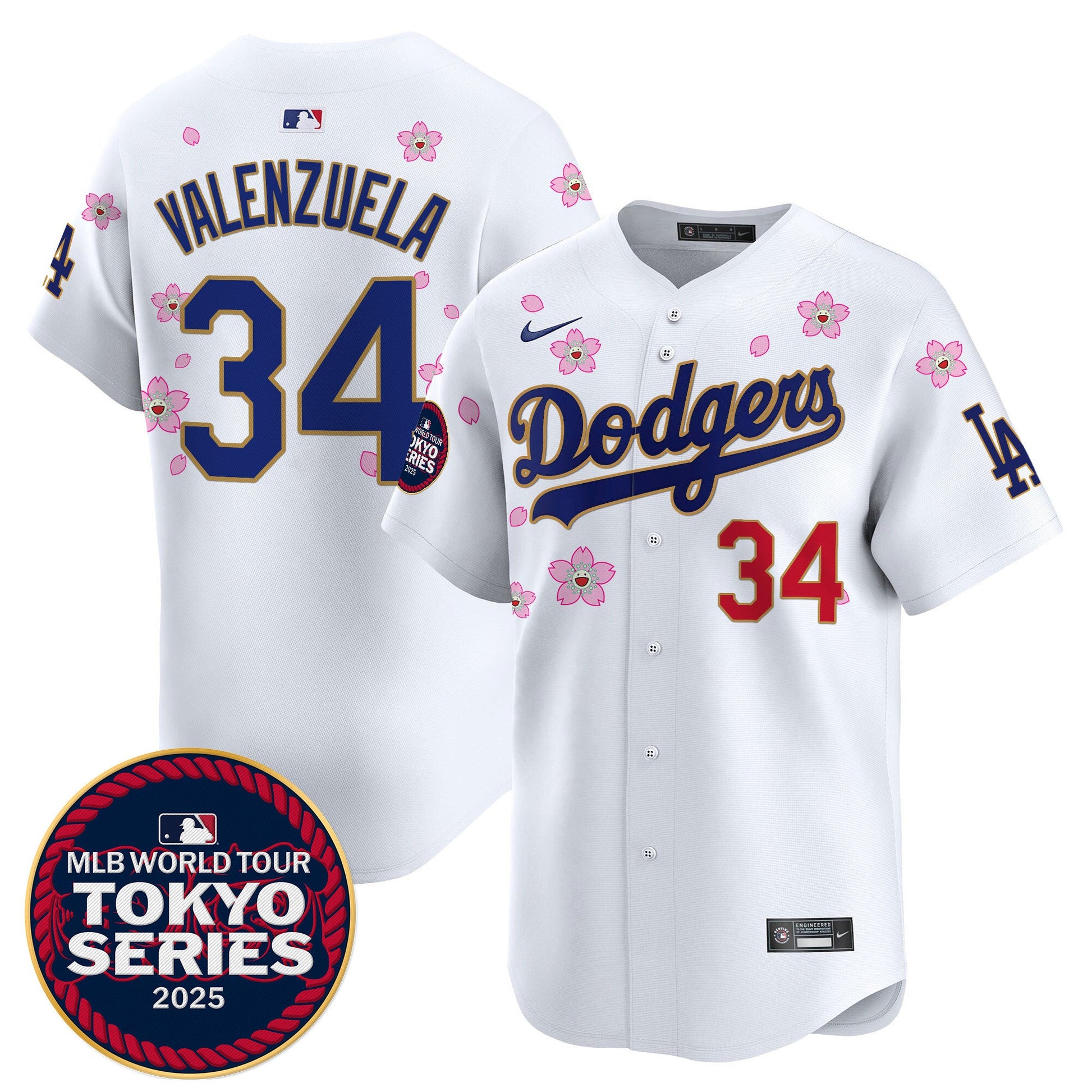 Men's Dodgers Tokyo Series 2025 Gold Trim Vapor Premier Limited Jersey - Stitched