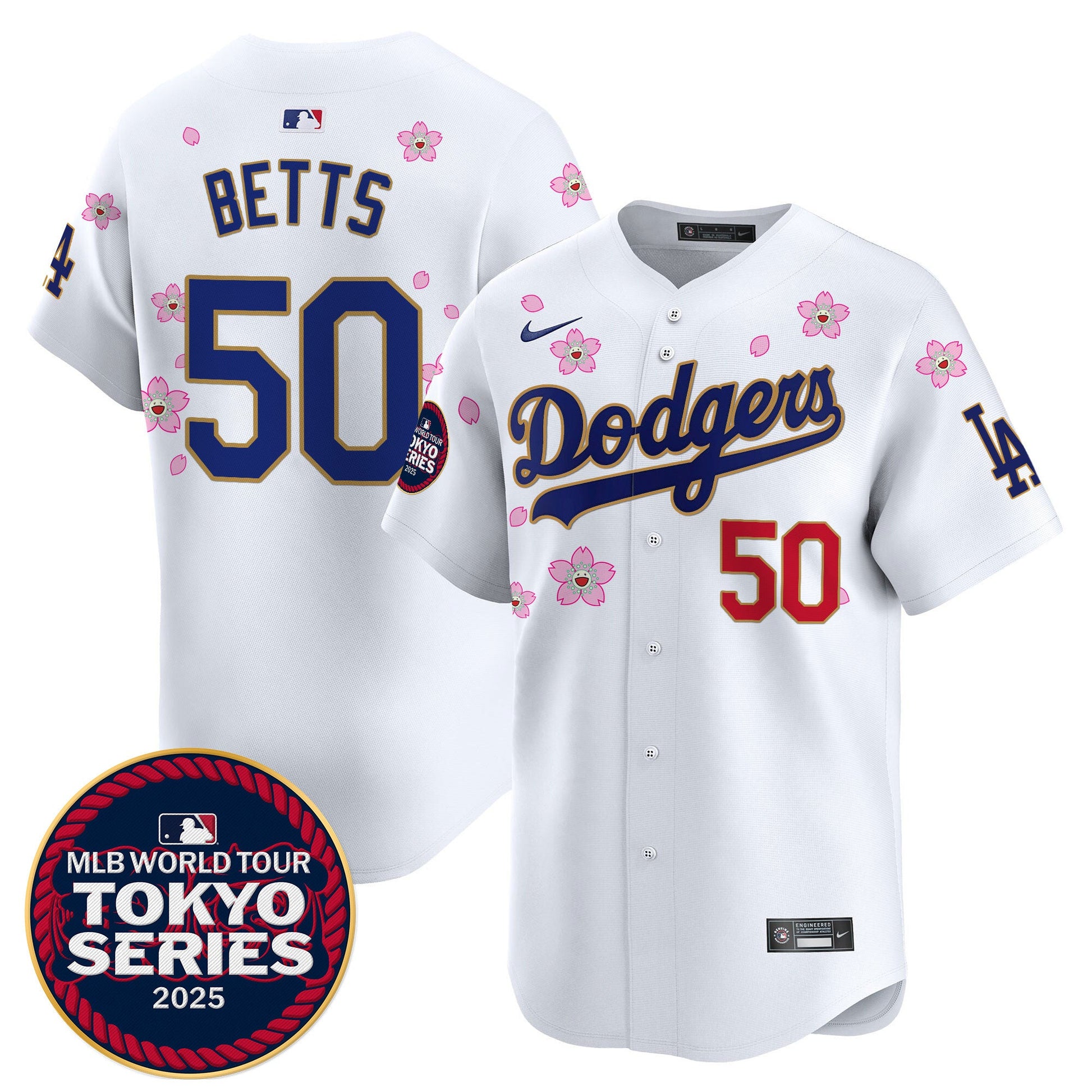 Men's Dodgers Tokyo Series 2025 Gold Trim Vapor Premier Limited Jersey - Stitched