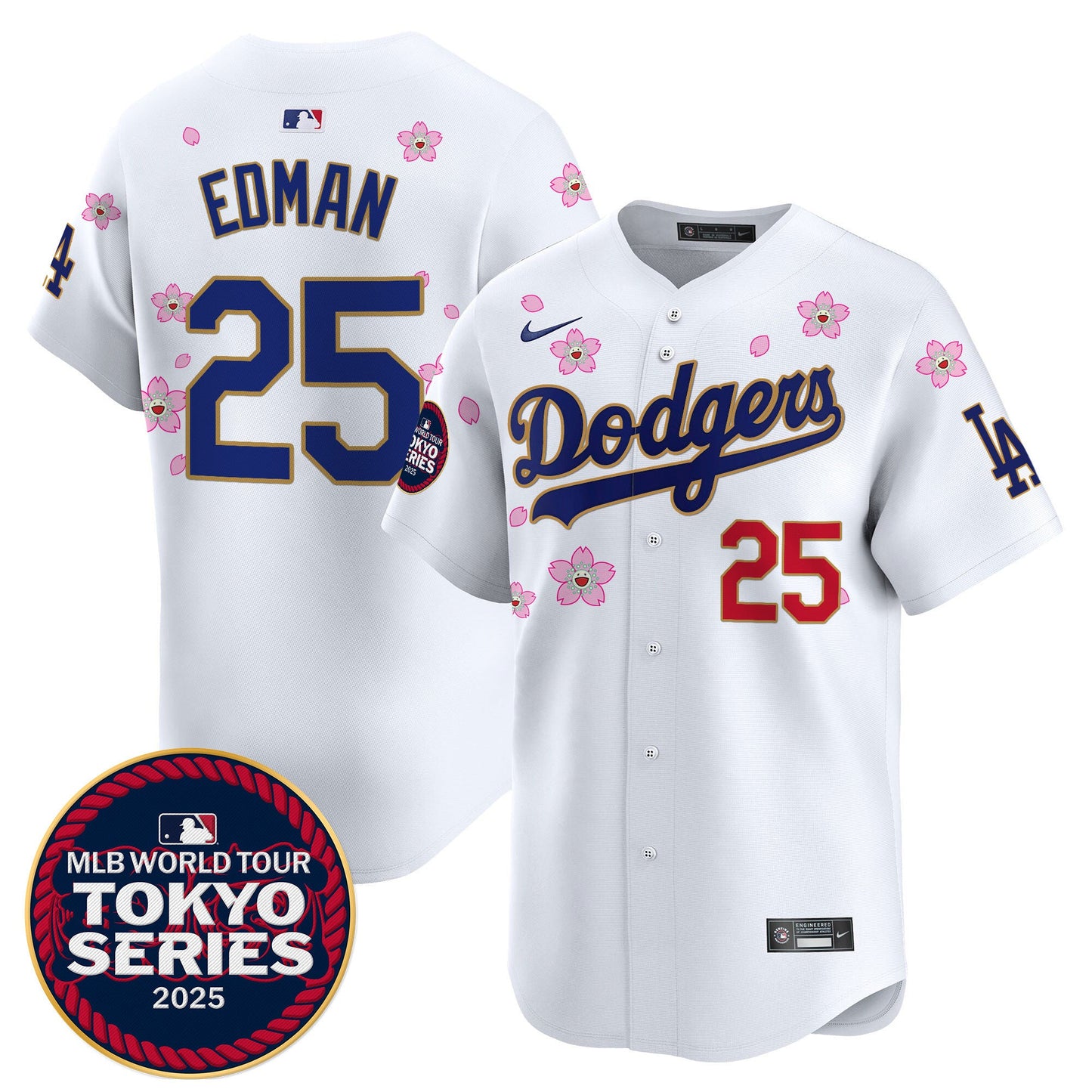Men's Dodgers Tokyo Series 2025 Gold Trim Vapor Premier Limited Jersey - Stitched
