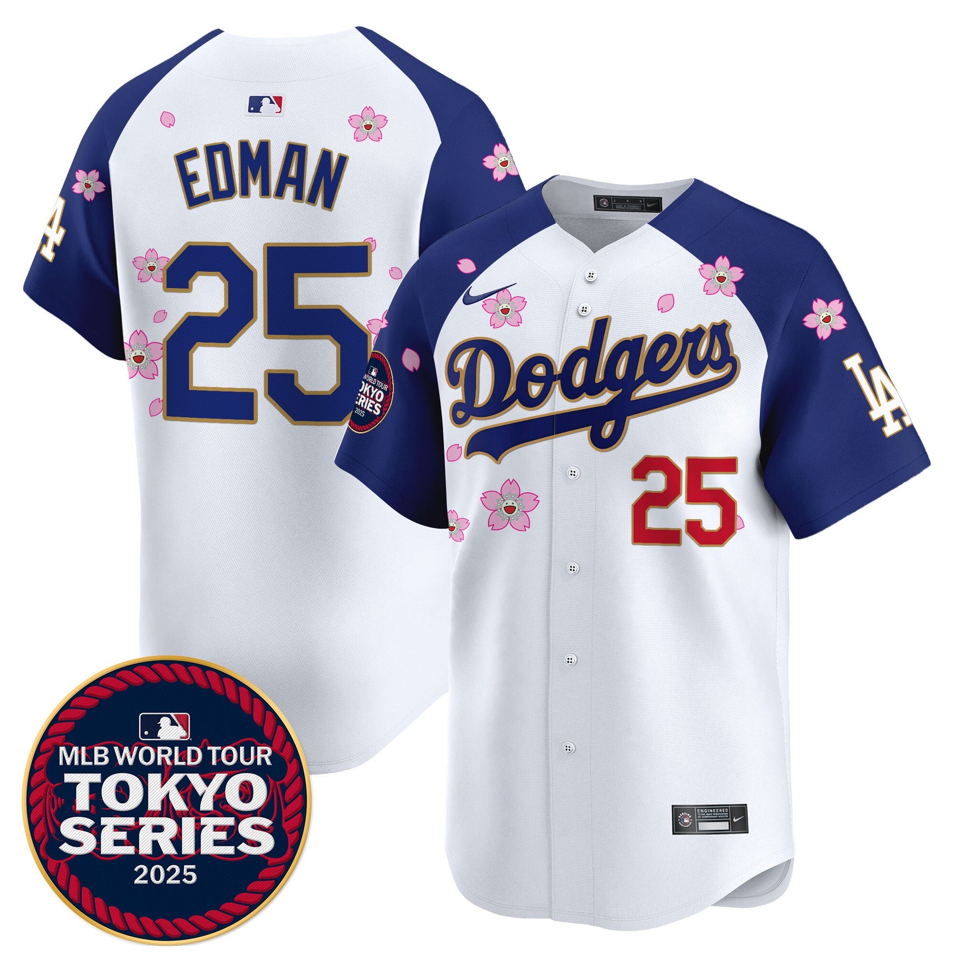 Men's Dodgers Tokyo Series 2025 Gold Trim Vapor Premier Limited Jersey - Stitched