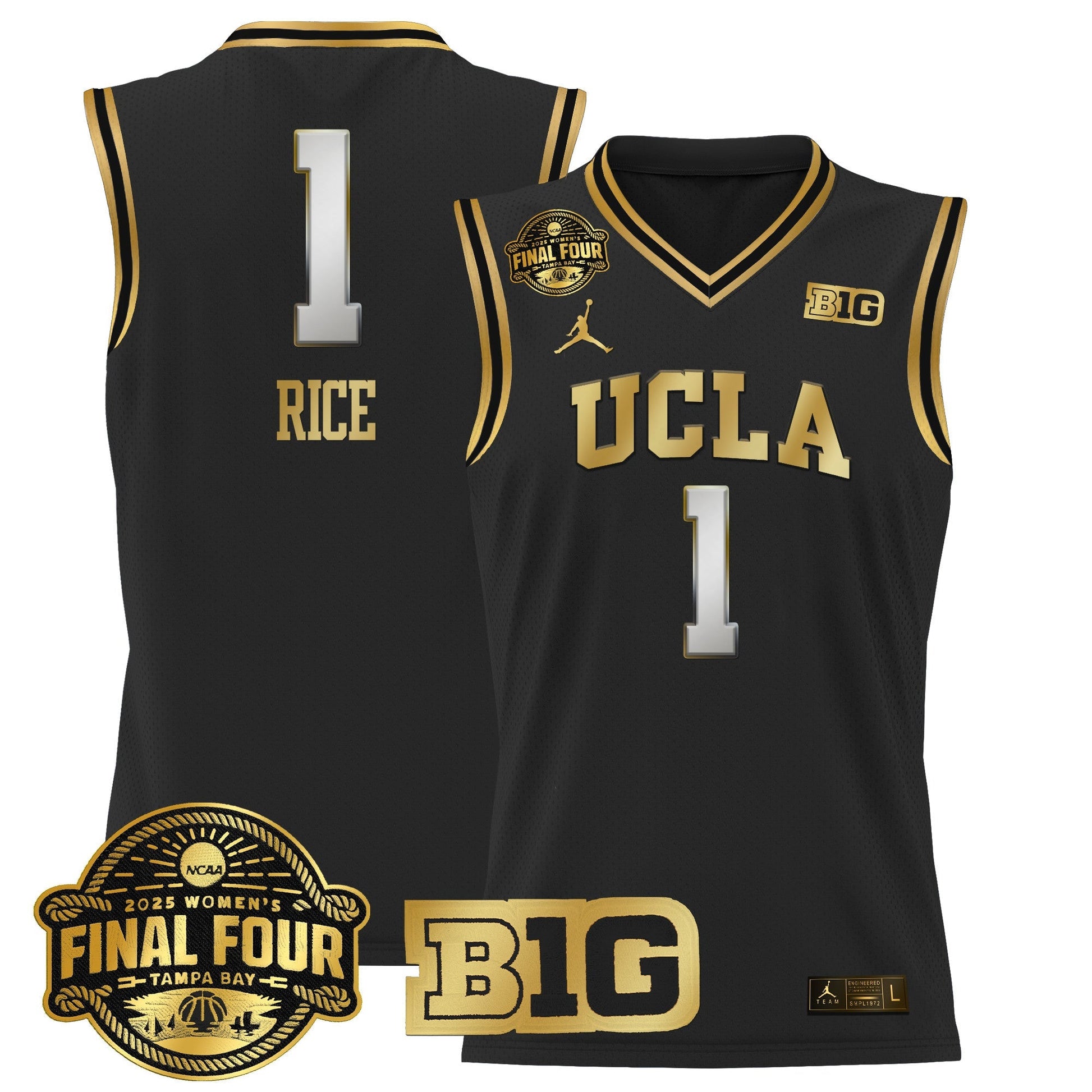 Men's Size - UCLA Bruins 2025 Big Ten Women's Final Four Patch Lightweight Basketball Jersey - All Stitched